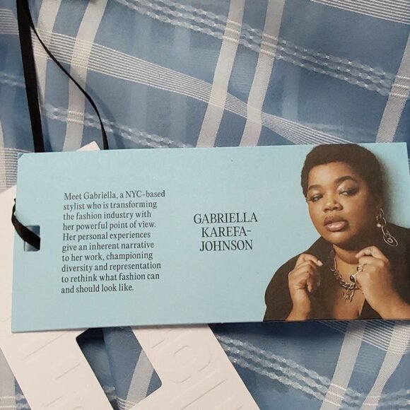 Blue Sheer Gingham Puff Sleeve Wrap Blouse | Future Collective | X Small - Picture 10 of 10